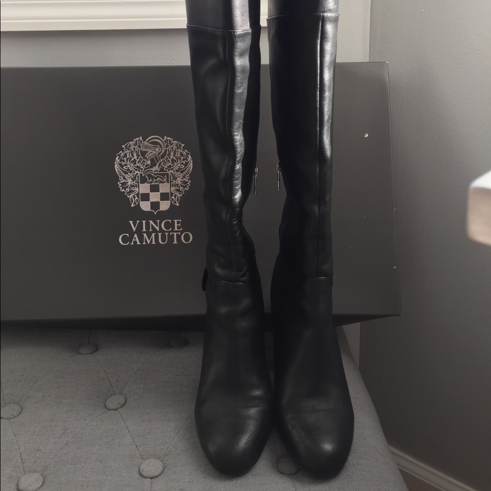 Vince Camuto Black Sidney tall leather boot